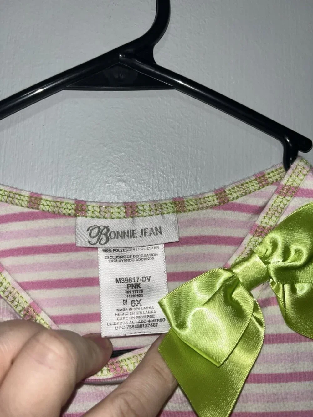 Bonnie Jean Pink and Green Tank Dress Girls 6X - 0649